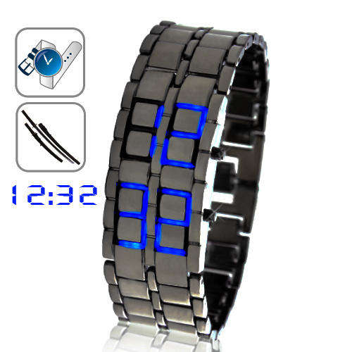 Ice Samurai - Japanese Style Inspired LED Bracelet Watch (Two LED Colour: Blue or Red)