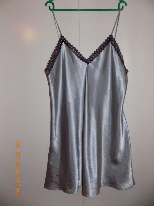 SILVER SATIN NIGHTIES SIZE L
