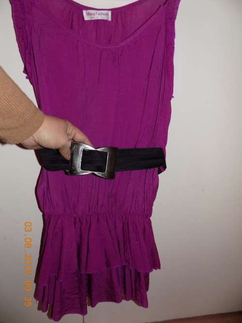 PURPLE SLEEVELESS TOP WITH BELT - SIZE L (34-36)