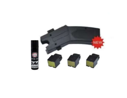 Stun Gun + 3 Cartridges, Laser Sight, 80KV + 110ml DAC Accessories Pepper Spray