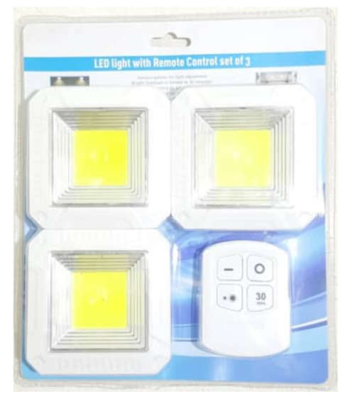 LED Light with Remote Control - Set of 3 5W COB LED Lights with remote control