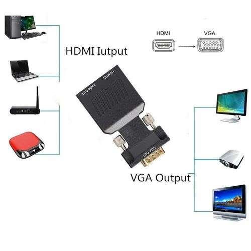HDMI Female to VGA Male Adapter with 3.5mm Audio Output