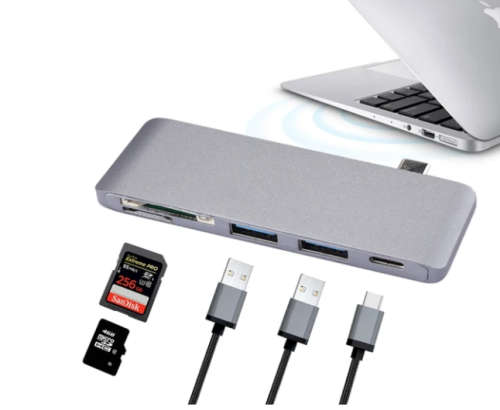 5-ports (USB-C / Type-C & 2*USB 3.0 & Micro SD & SD) Card Reader & HUB, For iPhone & iPad & iPod & M