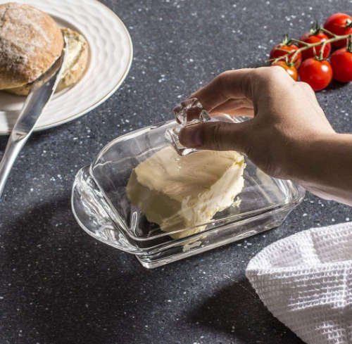 Clear Glass Butter Dish with Lid