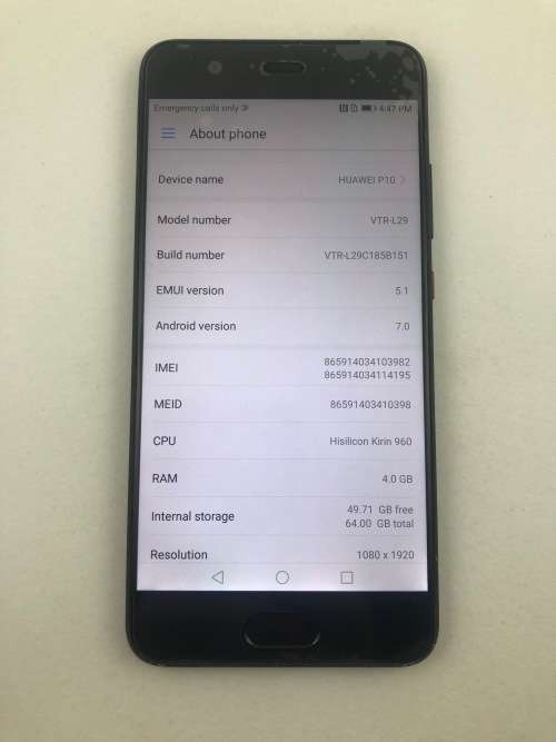 Huawei P10 64gb Dual Leica Camera Black