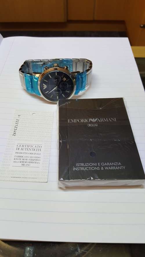 EMPORIO ARMANI BLUE FACE STAINLESS STEEL MENS WATCH