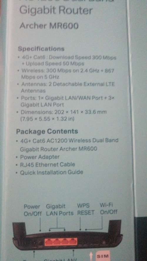 Tp-link 4g WiFi router Archer MR600 AC1200