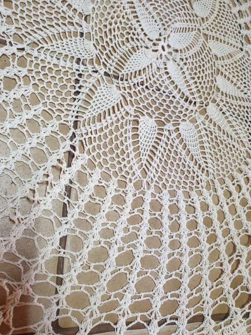 Hand crocheted tablecloth