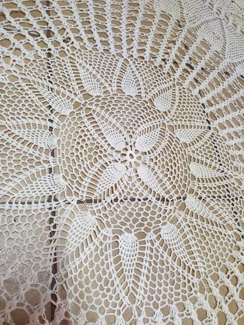 Hand crocheted tablecloth
