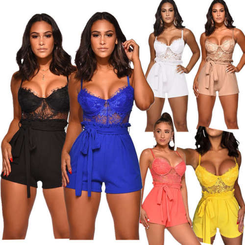 lace top short jumpsuit