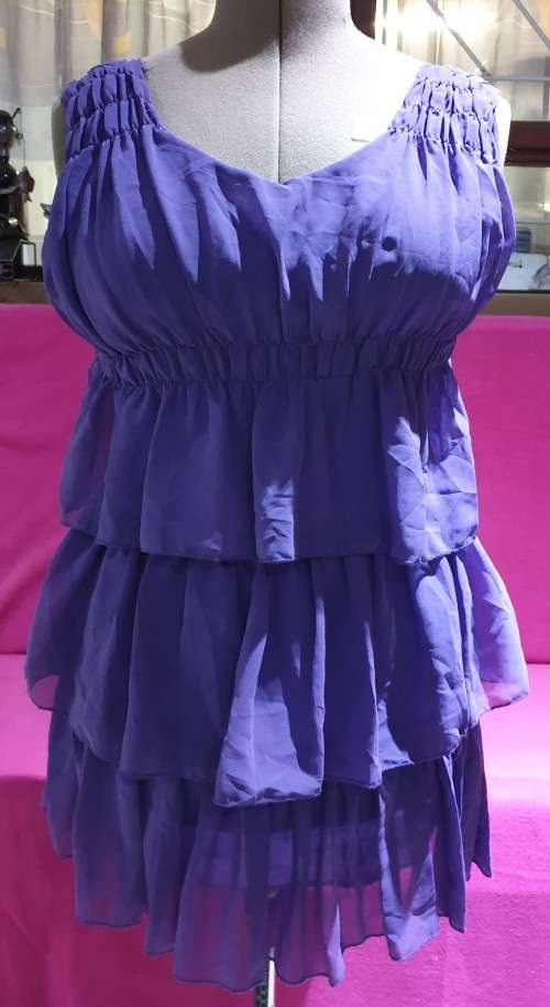 Pretty Purple Ladies Ruffled Mini-dress Size S