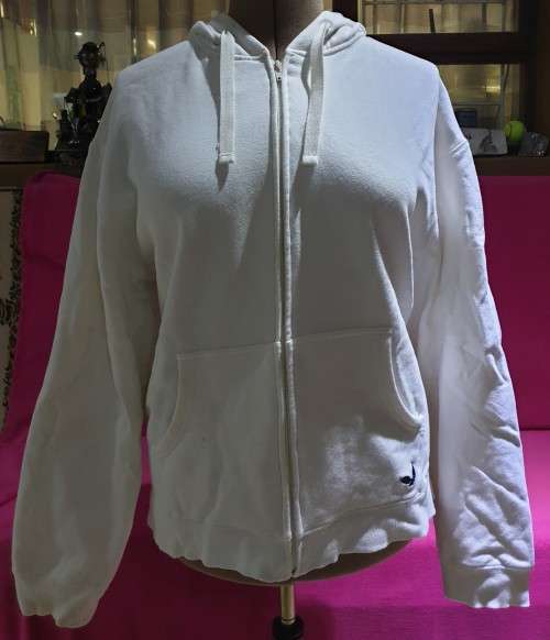Cream Ladies Hooded Tracksuit Top Size Large