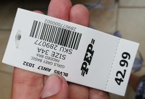 BRAND NEW!! Ladies Grey Padded Cotton Bra Size 34A