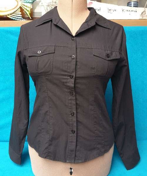 AS NEW!! Black Ladies Long-sleeved "Mosaic" Blouse Size 34