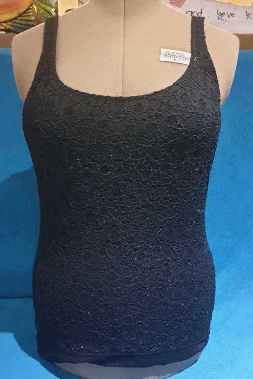 Ladies Black Lace Lined Vest Size Large