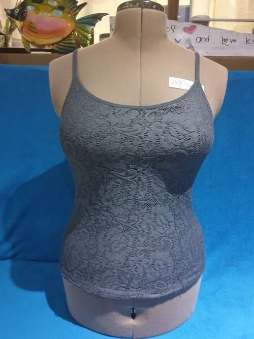 Ladies Brown Lace Llined Strappy Vest Size Large