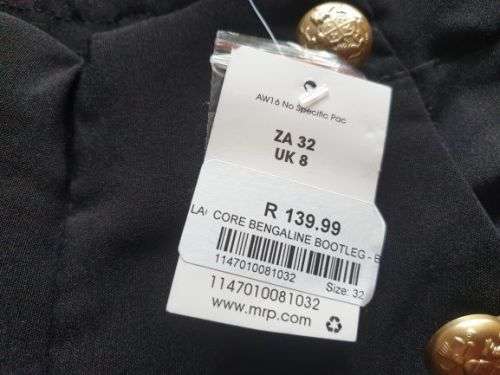 BRAND NEW!! Ladies Black "Oakridge" Bootleg Stretch Pants Size 32 / 8