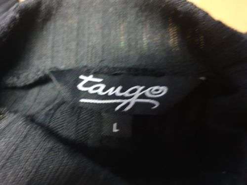 Ladies Black Ribbed "Mosaic" Longer Length Polo Neck Top Size Large