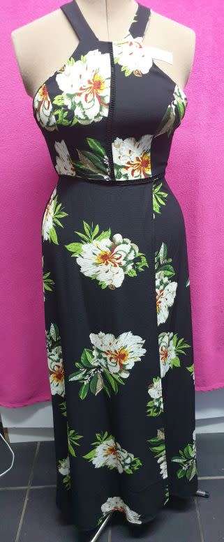 BRAND NEW!! Beautiful Ladies Black printed Summer dress with open back Size Large