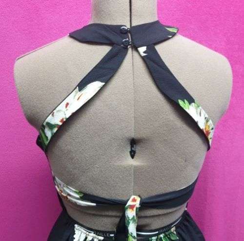 BRAND NEW!! Beautiful Ladies Black printed Summer dress with open back Size Large