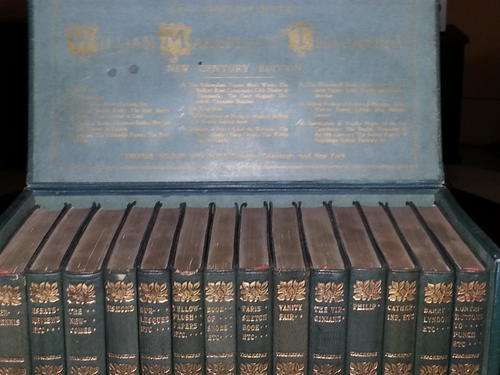 WILLIAM MAKEPEACE THACKERY LIBRARY IN CASE, EARLY 1900's