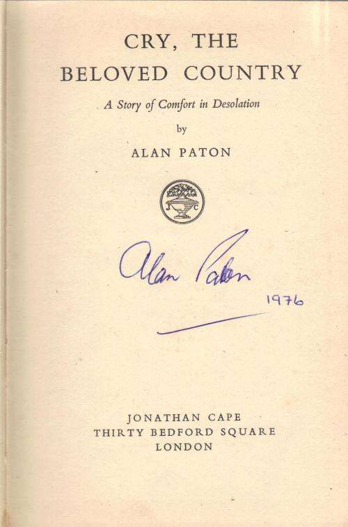 *SIGNED* ALLAN PATON - CRY THE BELOVED COUNTRY