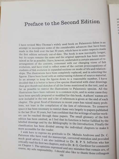 Palaeozoic Fishes - by J. A. Moy-Thomas Miles. "Dr J.W.A van Heerden's Museum Copy"