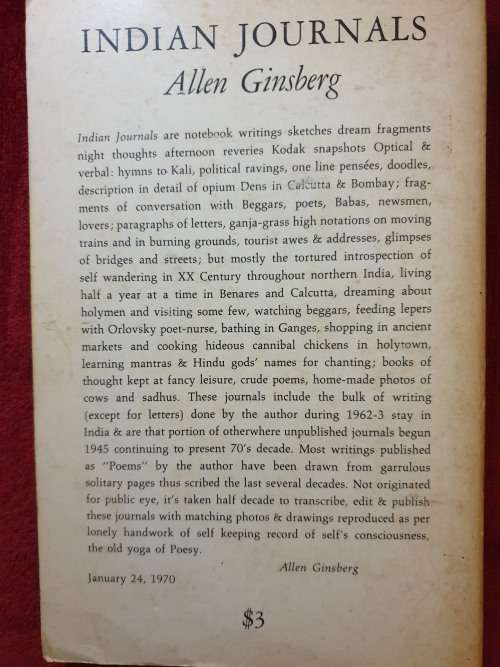 INDIAN JOURNALS - March 1962 to May 1963. By Allan Ginsberg