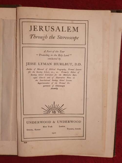 *1911* JERUSALEM - Through the Stereoscope. (No stereo cards) Includes fold-out map