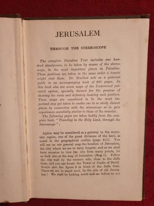 *1911* JERUSALEM - Through the Stereoscope. (No stereo cards) Includes fold-out map
