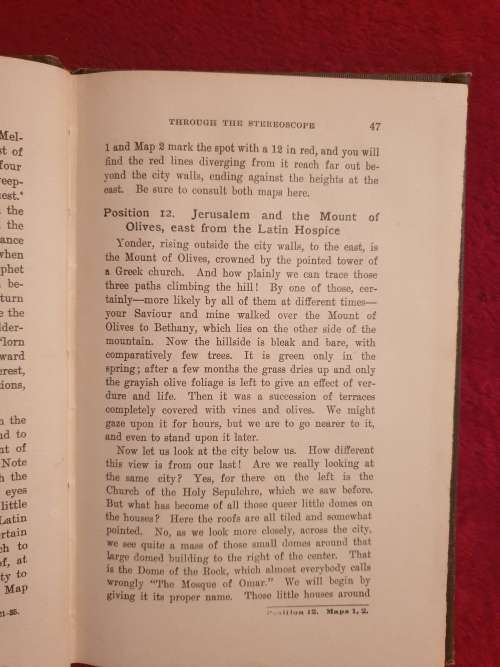 *1911* JERUSALEM - Through the Stereoscope. (No stereo cards) Includes fold-out map