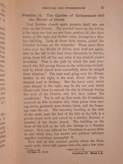 *1911* JERUSALEM - Through the Stereoscope. (No stereo cards) Includes fold-out map