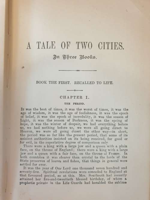 **1859** A TALE OF TWO CITIES. CHARLES DICKENS. Preface dated 1859.