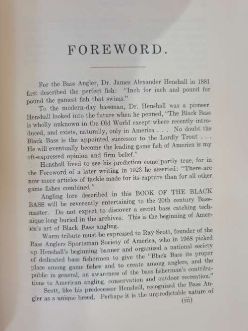 1881/1987. BOOK OF THE BLACK BASS. (Facsimile Copy) James A. Henshall.