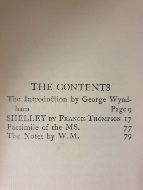 *1909* SHELLEY - By Francis Thompson. With an Introduction by George Wyndham