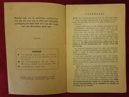 3 x Oorspronklike Ossewa Brandwag publikasies plus Robey Leibbrandt boek.