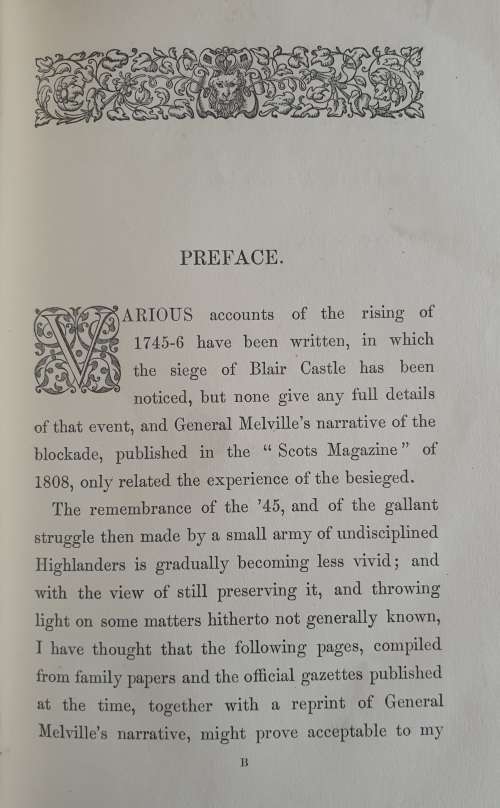 *1874* (Only 100 copies printed) History of the Siege of Blair Castle in 1746 (Privately Printed)