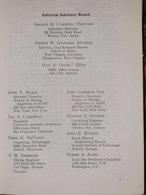 SME MINING ENGINEERING HANDBOOK. Complete in 2 Volumes.