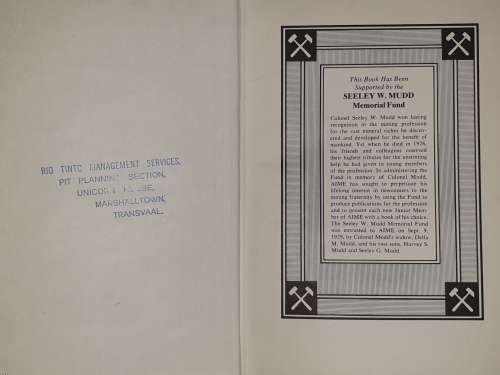 SME MINING ENGINEERING HANDBOOK. Complete in 2 Volumes.