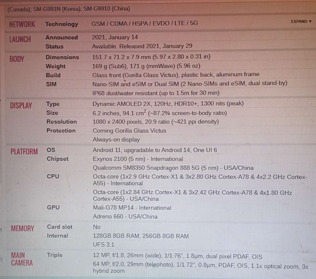 Samsung Galaxy S21 5G. Black.