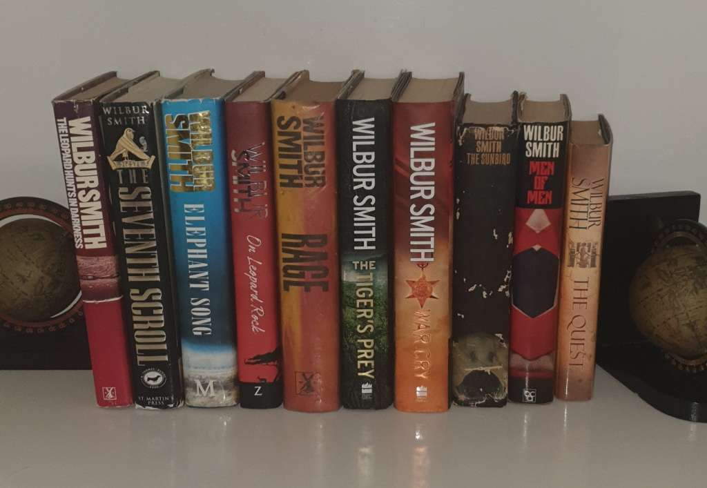 10 x Wilbur Smith h/c books, all in one lot.