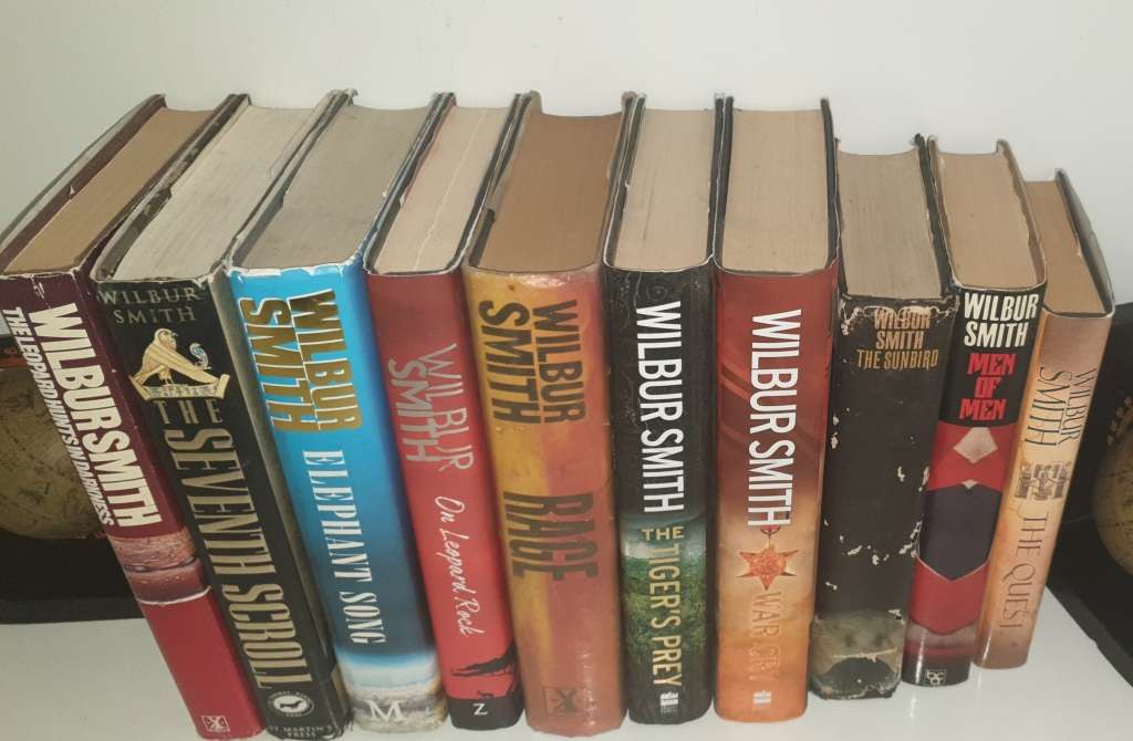 10 x Wilbur Smith h/c books, all in one lot.