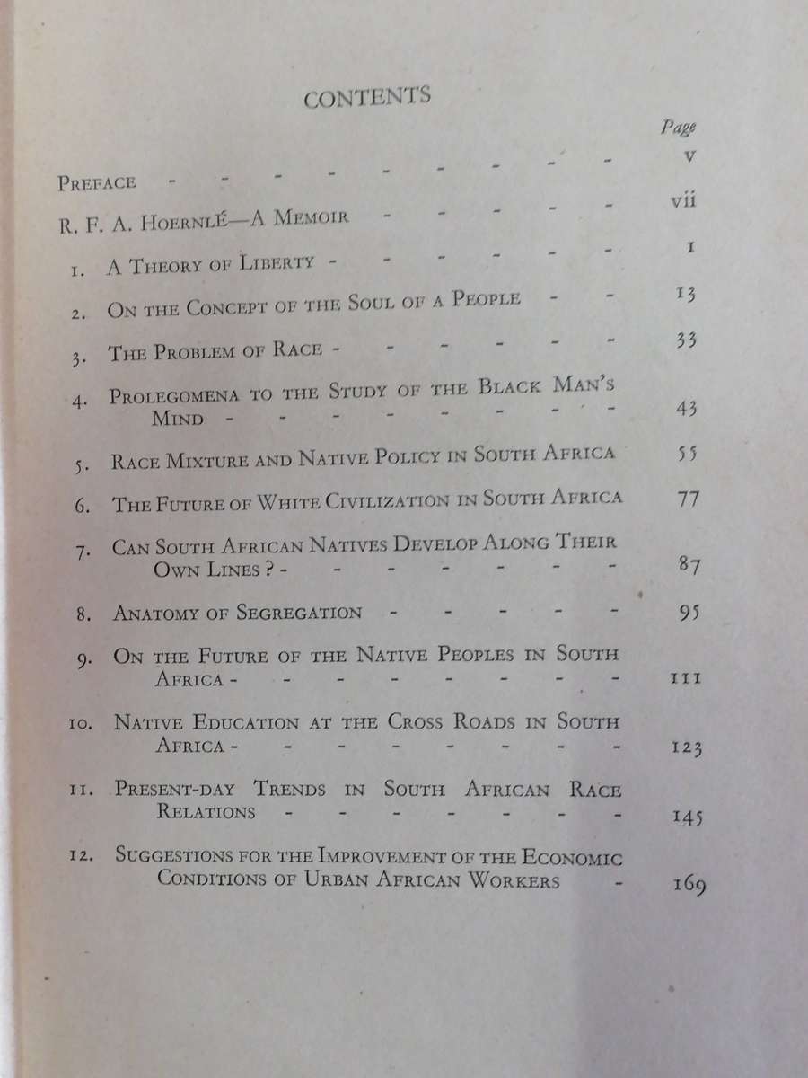 *Signed* Race and Reason - Prof. R.F. Hoernle