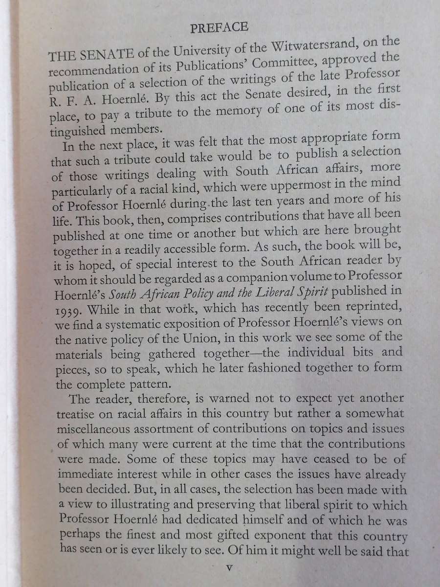 *Signed* Race and Reason - Prof. R.F. Hoernle