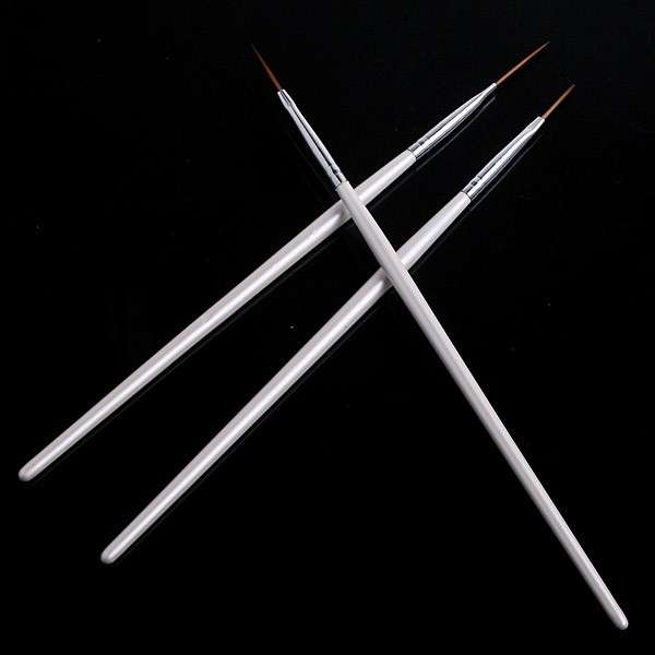 3 White Nail Art Design Pen Painting Brush Dotting Tool