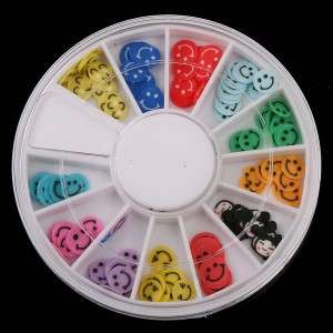 SPECIAL 120 Pcs Multicolor Smiling Face Fimo Nail Art Nail Tips Slice Decoration Wheel