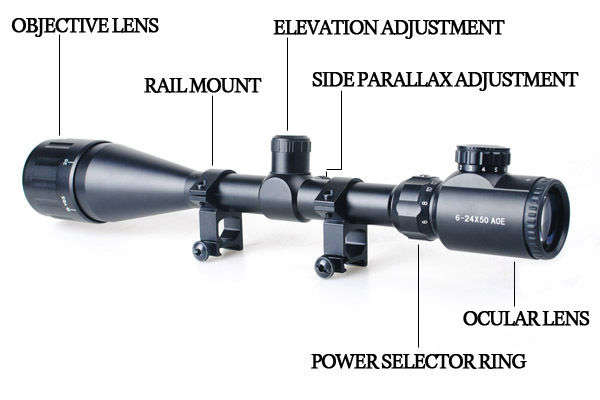 6-24X50 Adjustable Red Green Dot Illuminated Tactical Rifles For Hunting Shooting with Mounts