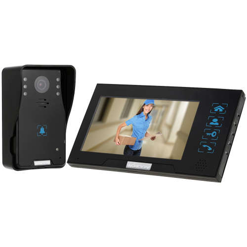 7" Color TFT LCD Video Door Phone Doorbell Intercom Kit - Black