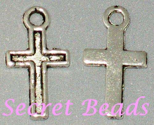 Antique Silver Cross Charm - 1pc