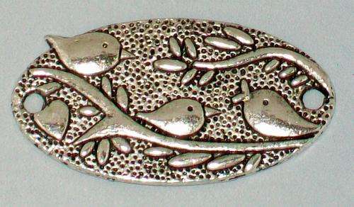 Antique Silver Infinity Oval Birds Connector - 1pc
